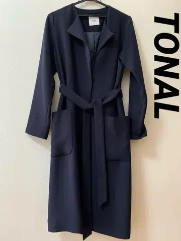 TONAL 노카라 코트 스프링 코트 36 네이비