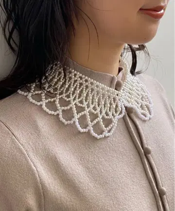 Ameri VINTAGE 펄 비즈 탈부착 카라