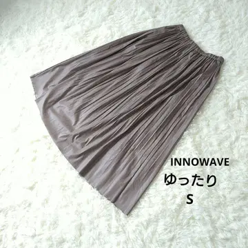 INNOWAVE 그레이지 롱 플리츠 스커트 S 허리밴딩