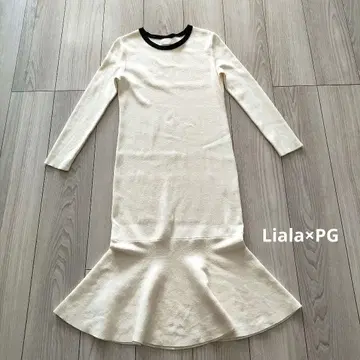 [새상품급] Liala x PG 크림색 플레어 니트 원피스