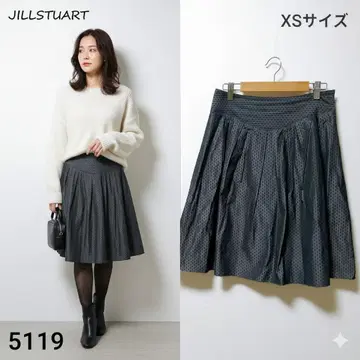 질스튜어트 플레어 스커트 XS 도트 무늬 블랙 고급 실루엣