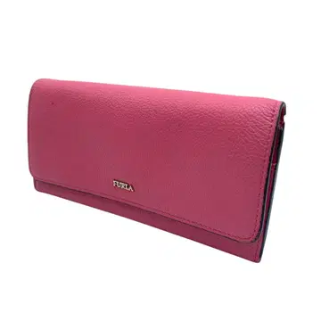 FURLA 훌라 장지갑 지갑 가죽 로고 골드 금장 장식 핑크