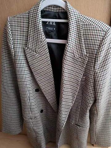 ZARA 건클럽 체크 무늬 테일러드 자켓 M