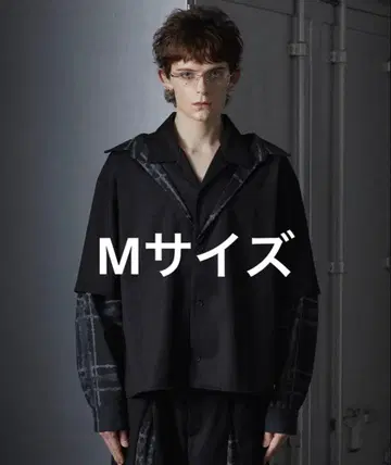 [ GRANCY ] 레이어드 디자인 오픈 카라 셔츠 블랙/M