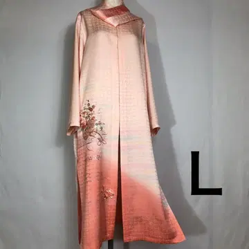 f. 기모노 리메이크 순수 실크 호몬기 롱 자켓 L 사이즈 스카프 포함