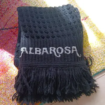 ALBAROSA 블랙 프린지 머플러 스톨