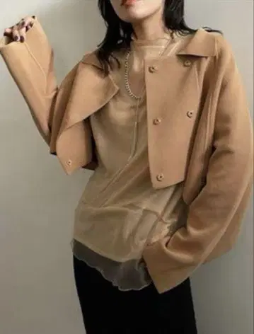 ameri [ JACKET LIKE SHORT KNIT 카멜 ]