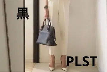 PLST 블랙 슬랙스 스틱 팬츠 허리밴딩