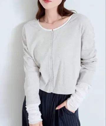 [ Kastane ] 소매 튤 골지 가디건