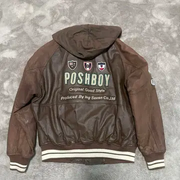 POSH BOY 후드 부착 가죽 재킷