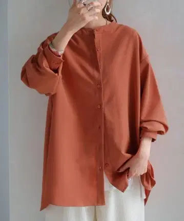 HUG.U 오렌지 밴드 카라 셔츠 긴팔 하그유