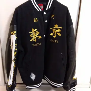 Galfy 자수 바시티 자켓 블랙