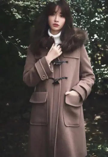 JILLSTUART 모카 후드 부착 핑크 더플 코트 M