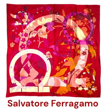 Salvatore Ferragamo 간치니 로고 실크 스카프