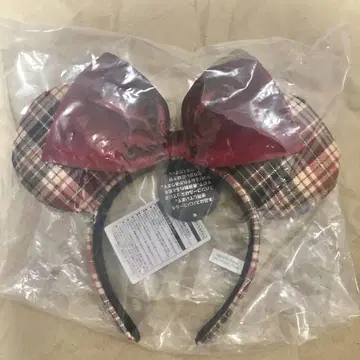 디즈니 머리띠 체크 빨간색 미니
