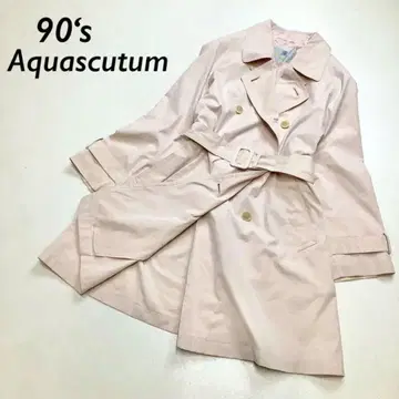 90s Aquascutum 트렌치코트 피치스킨 원단 라이트 핑크
