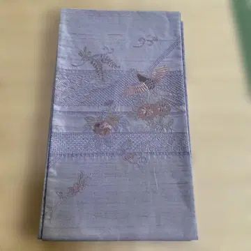 연보라 꽃무늬 자수 후쿠로 오비