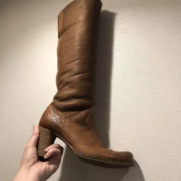 일본제 브라운 롱 부츠 34 무스탕