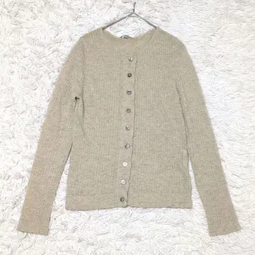 마가렛호웰 캐시미어 100% 리브 가디건 케이블 베이지