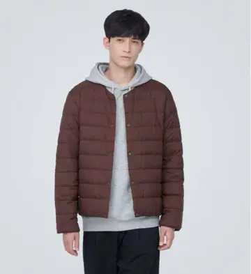새상품 경량 다운 노카라 자켓 보르도 M 무인양품 다운 자켓