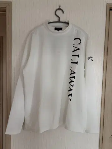CALLAWAY 화이트 긴팔 모크넥 셔츠 LL 택 포함 캘러웨이