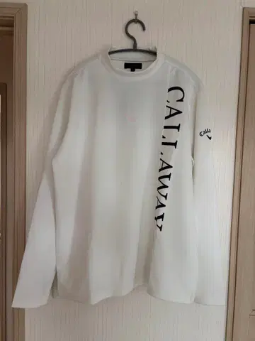 CALLAWAY 화이트 긴팔 모크넥 셔츠 LL 택 포함 캘러웨이