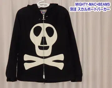 MIGHTY-MAC x BEAMS 스컬 보트 후드티 L
