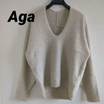 Aga 폭스 혼방 부드러운 고급 V넥 스웨터 야마다야 스콧 클럽