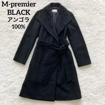 엠프리미어 블랙 카멜 100% 여배우 옷깃 A 라인 벨티드 코트 36