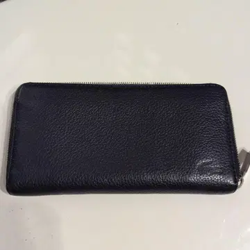 LACOSTE 네이비 가죽 장지갑 메탈 지퍼