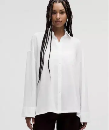 룰루레몬 라이트 우븐 오버사이즈 버튼업 화이트 셔츠