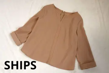 새상품급 SHIPS 쉽스 핑크 베이지 7부 소매 블라우스 풀오버 V넥