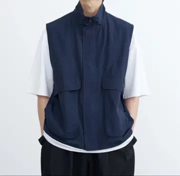 SINSS 루즈 밀리터리 나일론 베스트 네이비 L