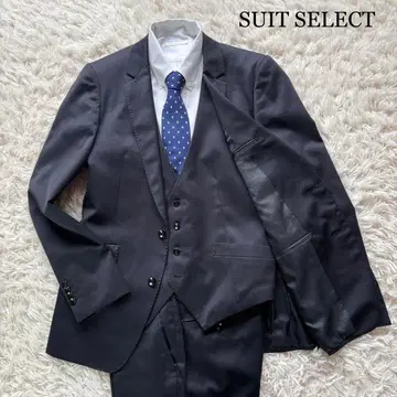 새상품급 SUIT SELECT 쓰리피스 수트 실크 혼방 네이비 Y6