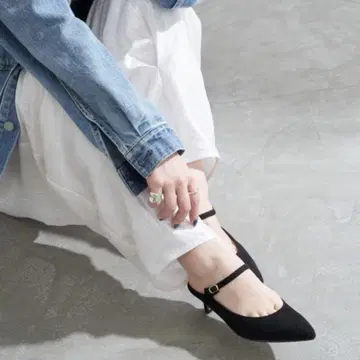 LETALON 루타론 4.5cm 스트랩 뮬 블랙 스웨이드 L 사이즈