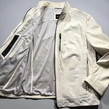 XXL 상당 휴고보스 램 가죽 라이더 자켓 가죽 자켓 화이트