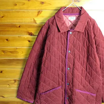 KANSAI JEANS 퀼팅 자켓 코듀로이 L 홍차색 구제 의류