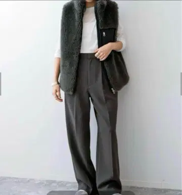 새상품급 spick and span 더블 크로스 투 턱 팬츠 38