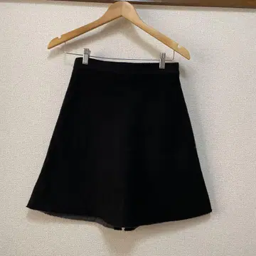 클라네 CLANE 플레어 스커트 무릎 기장 울 36 S 블랙