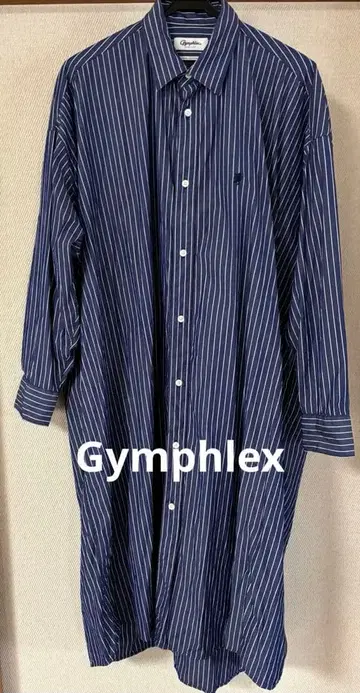 Gymphlex 네이비 스트라이프 롱 셔츠
