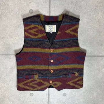 빈티지 베스트 네이티브 치마요 민족 코르크 버튼 90s 프랑스제