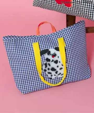 mojojojo 전사 토트백 깅엄 체크 블루 개