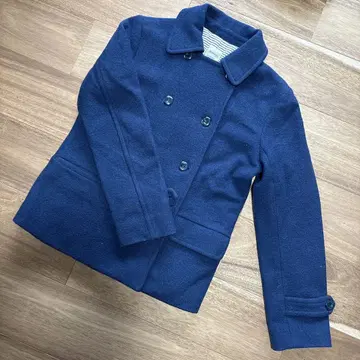 울 100% 피 코트 네이비