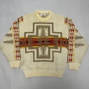 70s Pendleton 울 니트 화이트 택 네이티브 펜들턴