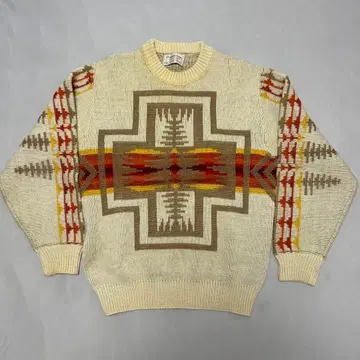 70s Pendleton 울 니트 화이트 택 네이티브 펜들턴