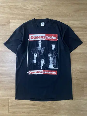 80년대 Queensryche 투어 티셔츠 밴딩 티