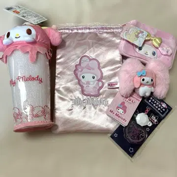 산리오 마이멜로디 5종 세트 투명 미니백 복조리 티슈 파우치 키링