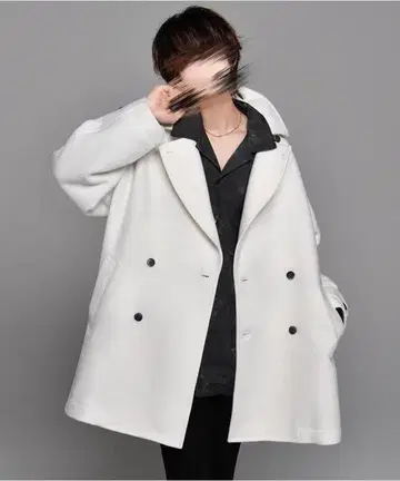 [ ADRER ] 비버 멜톤 오버 P 코트 화이트 M