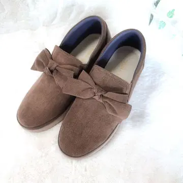 크롤 발리에 통굽 리본 슬립온 2way 3E 브라운 23.0cm