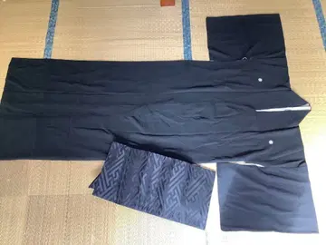 상복 블랙 기장 약 170 국화 문양과 오비 기하학 패턴